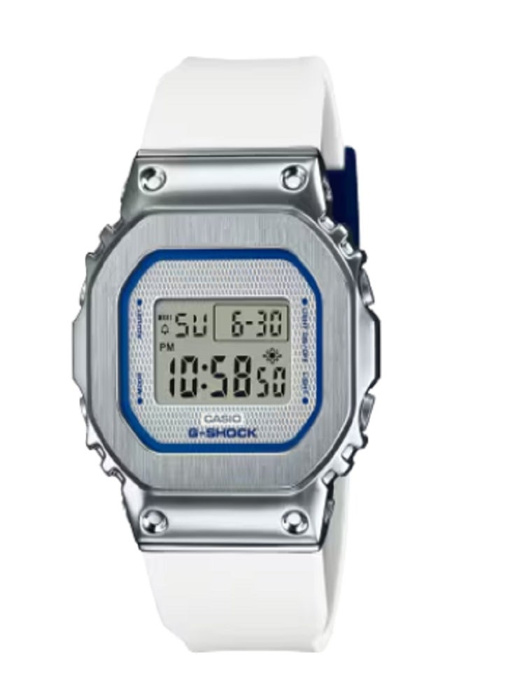 Casio G-Shock Digital Watch – Stainless Steel Bezel with White Resin Band (Sport & Everyday Wear) - Image 1