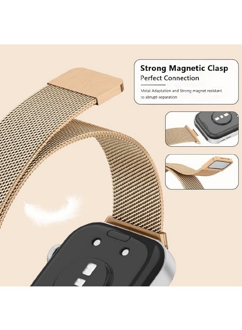 Watch Band compatible with HUAWEI SmartWatch Fit3,Fit4,Fit4Pro, Breathable stainless steel mesh metal Watch strap for men and women, Champagne Gold - Image 3