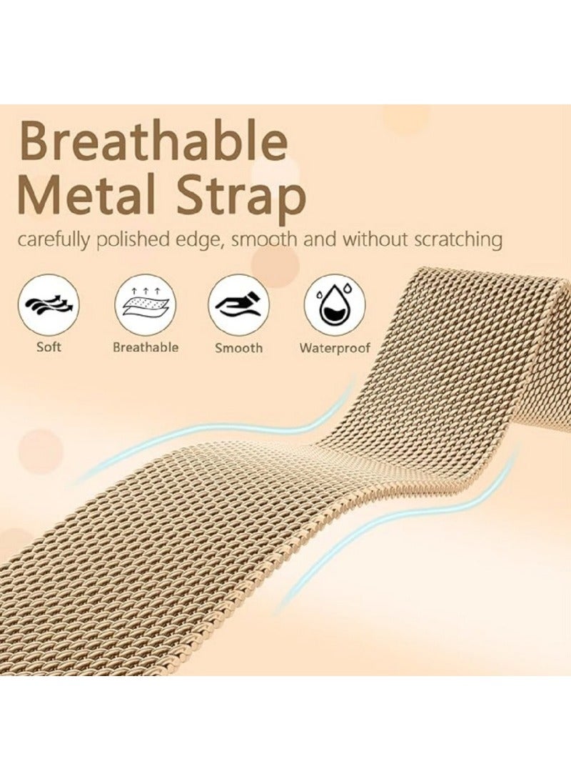 Watch Band compatible with HUAWEI SmartWatch Fit3,Fit4,Fit4Pro, Breathable stainless steel mesh metal Watch strap for men and women, Champagne Gold - Image 4