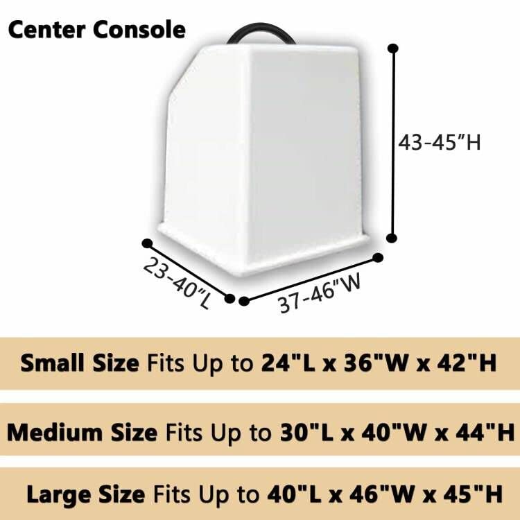 FCOUIID Boat Center Console Cover  600D Marine Grade Polyester Canvas  Waterproof  Grey (Small Size Up To 36"" W 24"" L 42"" H) - Image 2