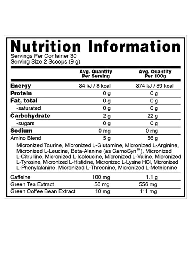 Optimum Nutrition Essential Amino Energy Pre-Workout - Blue Raspberry - 30 Servings 270g - Image 2