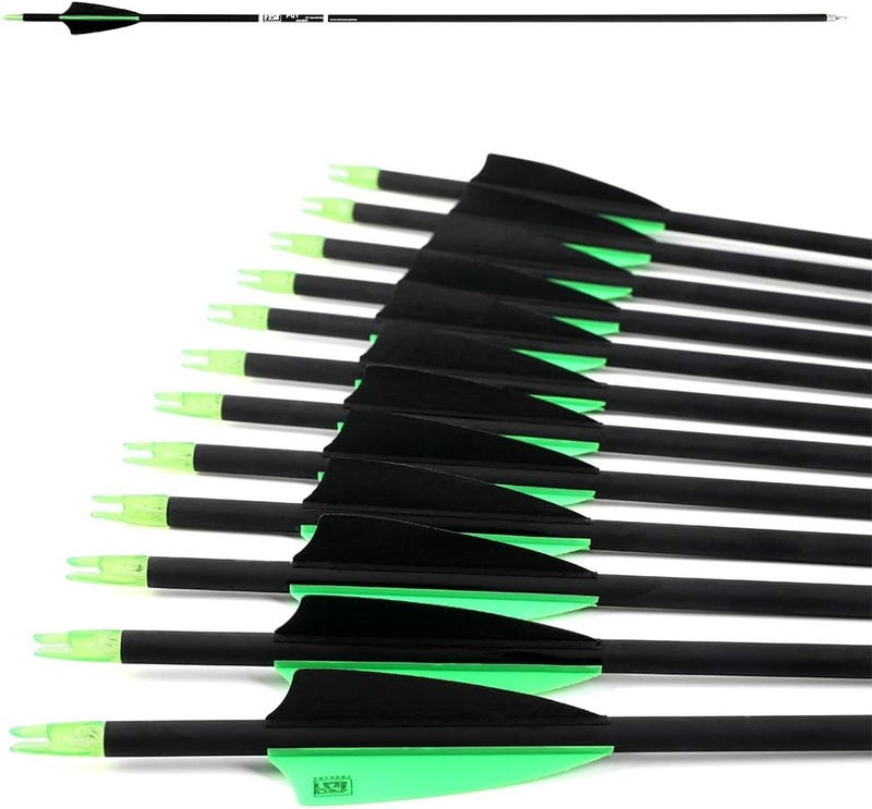 PG1ARCHERY 30 Inch Carbon Arrow Fletched 3" Shield Cut Vanes Archery Practice Target Hunting Arrows with Removable Field Points for Compound & Recurve Bow, 12 Pack - Image 3
