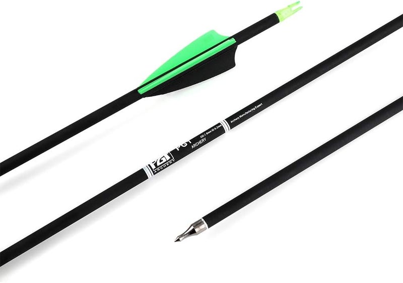PG1ARCHERY 30 Inch Carbon Arrow Fletched 3" Shield Cut Vanes Archery Practice Target Hunting Arrows with Removable Field Points for Compound & Recurve Bow, 12 Pack - Image 5