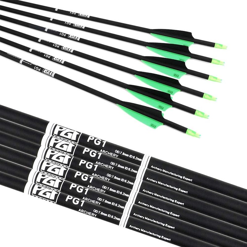 PG1ARCHERY 30 Inch Carbon Arrow Fletched 3" Shield Cut Vanes Archery Practice Target Hunting Arrows with Removable Field Points for Compound & Recurve Bow, 12 Pack - Image 2