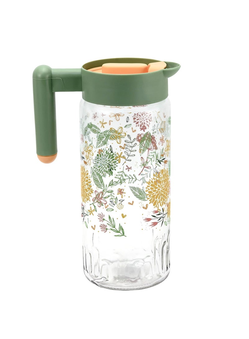 Herevin 1.46 Litre Premium Glass Water Jug with PP Green Lid, Transparent - Image 2