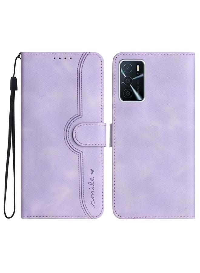 S-TOP Case For OPPO A16 Heart Pattern Skin Feel Leather Phone Case - Image 1