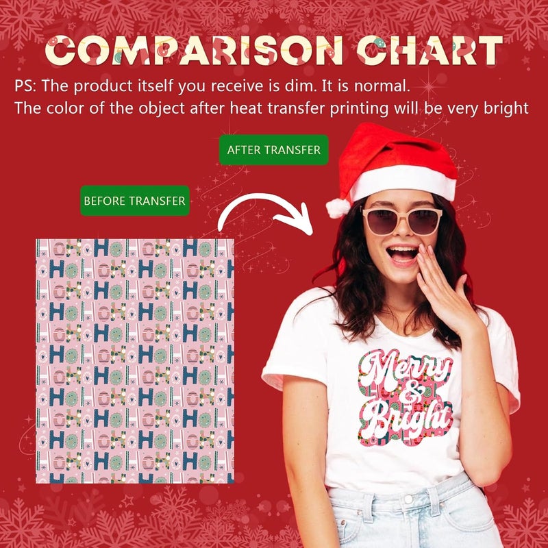 Tintnut Christmas Sublimation Ink Transfer Sheets - 16 Sheets 12"x10"Rainbow Pattern Sublimation Transfer Paper Bundle for DIY Mugs, Tumblers, Key Chain, T-Shirts - Image 2