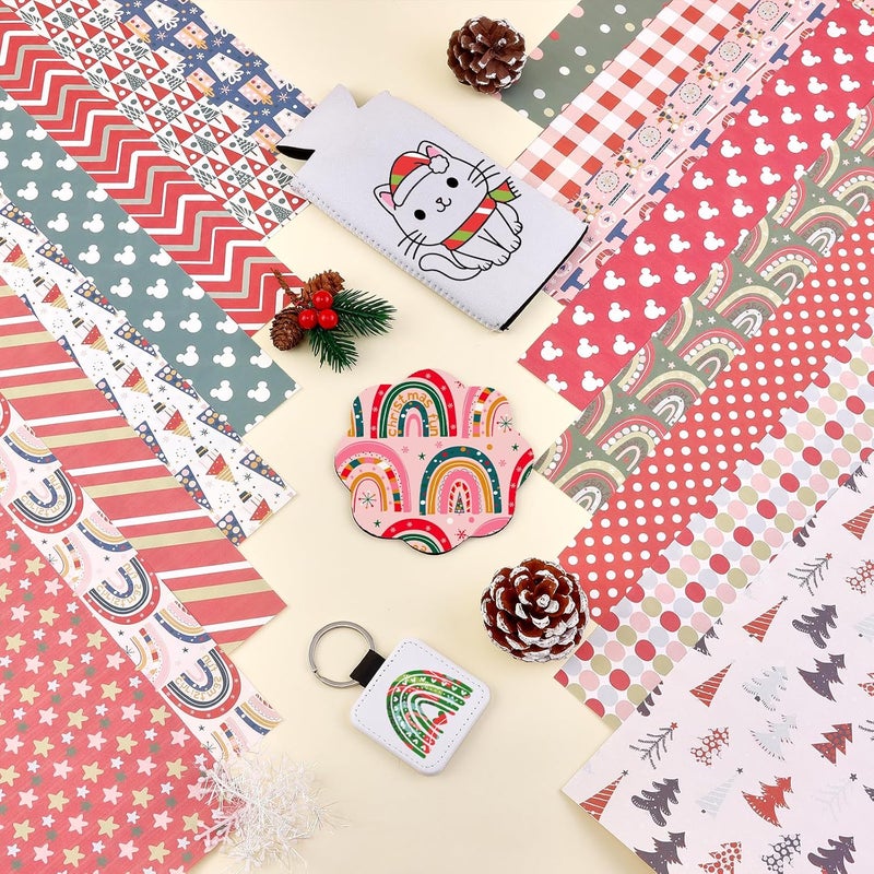 Tintnut Christmas Sublimation Ink Transfer Sheets - 16 Sheets 12"x10"Rainbow Pattern Sublimation Transfer Paper Bundle for DIY Mugs, Tumblers, Key Chain, T-Shirts - Image 5