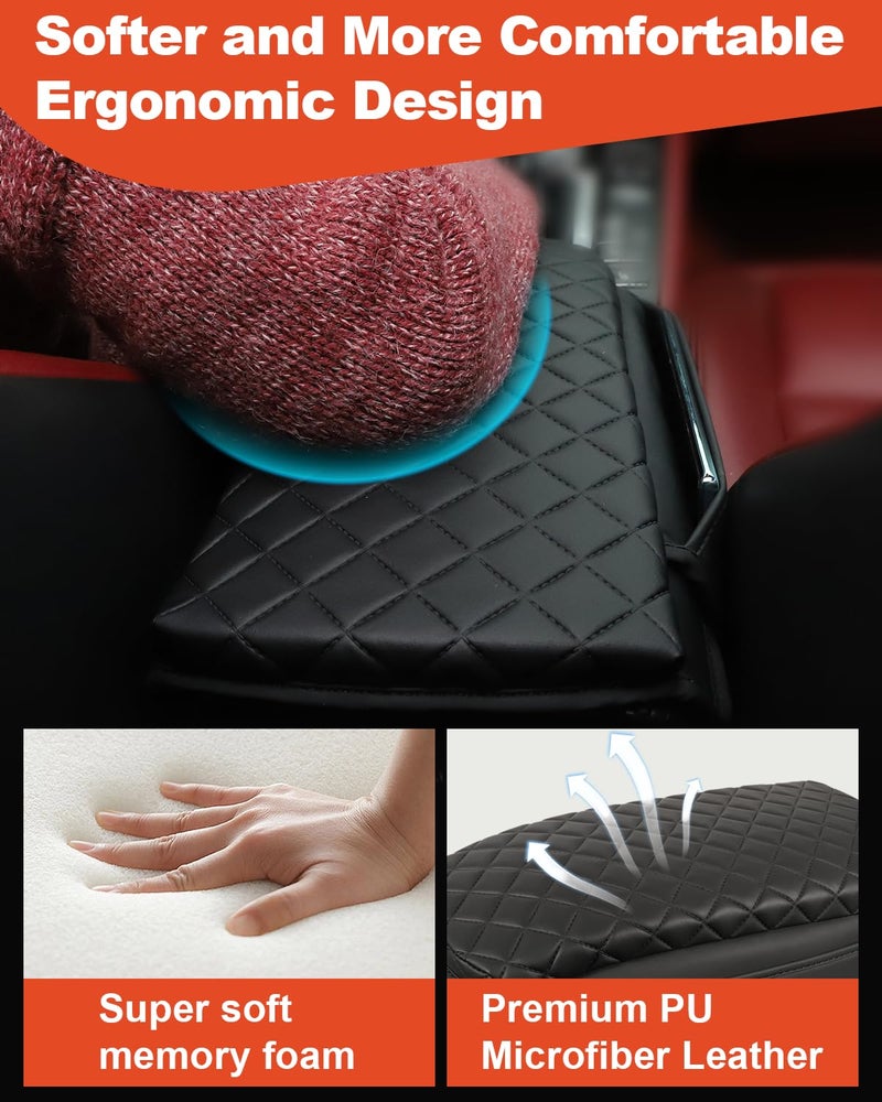 TBHOO for 2024 Bronco Sport Center Console Cover Armrest Cover Bronco Sport Accessories 2023-2021 Black with Pockets Upgrade Arm Rest Pad Console Cushion Lid - Image 3