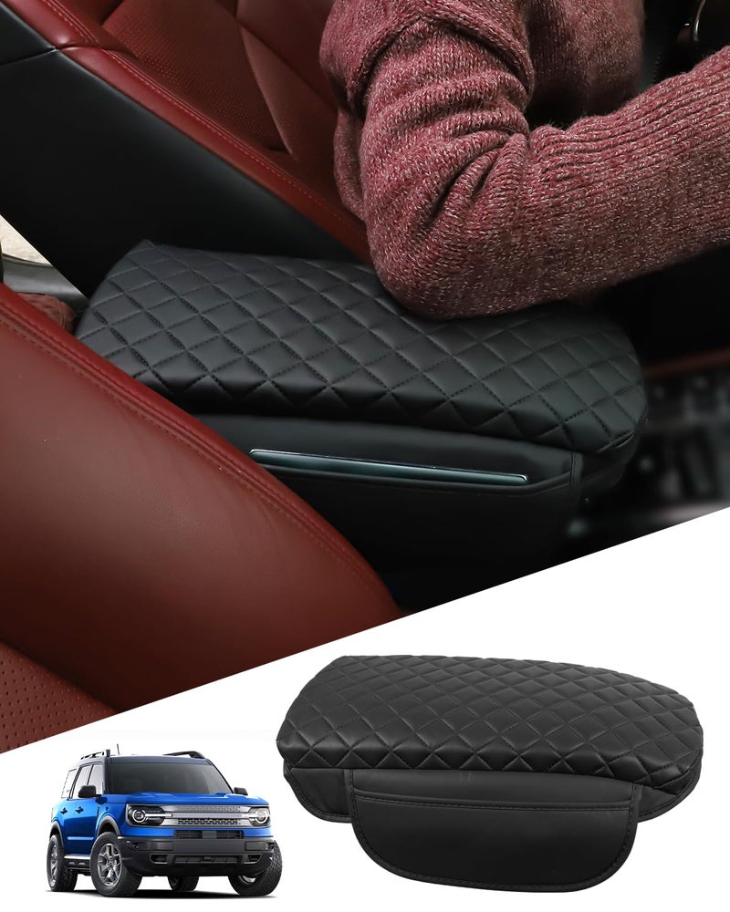 TBHOO for 2024 Bronco Sport Center Console Cover Armrest Cover Bronco Sport Accessories 2023-2021 Black with Pockets Upgrade Arm Rest Pad Console Cushion Lid - Image 1