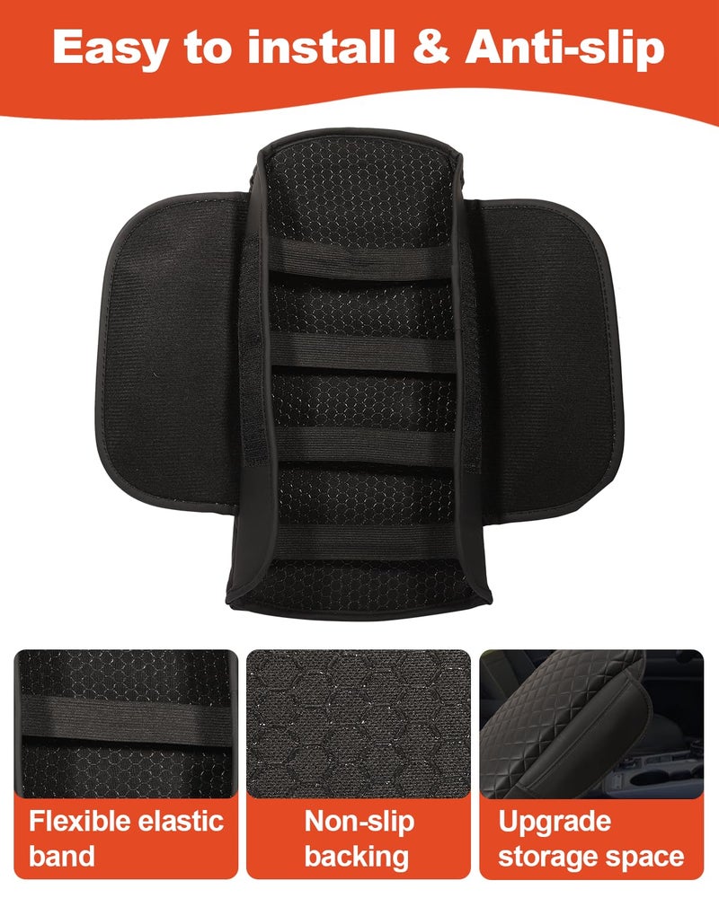 TBHOO for 2024 Bronco Sport Center Console Cover Armrest Cover Bronco Sport Accessories 2023-2021 Black with Pockets Upgrade Arm Rest Pad Console Cushion Lid - Image 4