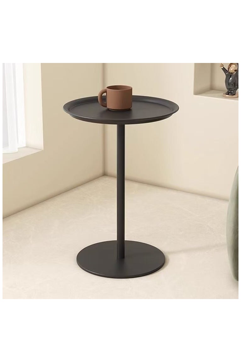Small Round Side Table, Drink Tables for Narrow Spaces, Pedestal End Table Stand for Living Room, Modern Black Small Nightstand for Bedside, Round Table for Bedroom Sofa-Side - Image 1