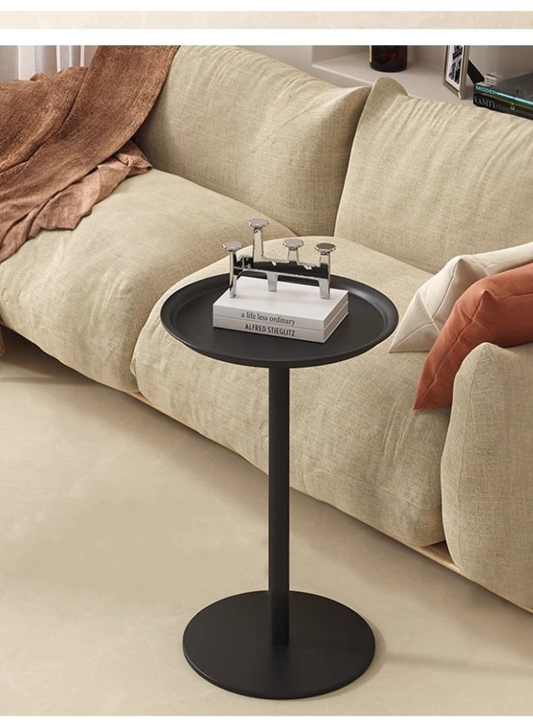Small Round Side Table, Drink Tables for Narrow Spaces, Pedestal End Table Stand for Living Room, Modern Black Small Nightstand for Bedside, Round Table for Bedroom Sofa-Side - Image 3