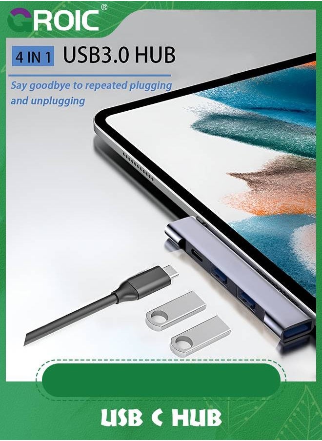 GROIC USB C Hub for Laptop, Portable USB C Splitter Multiport Adapter with Type-C Charging Port and USB 3.0 Port for MacBook Pro/Air, Surface Pro, Keyboard, Flash Drive (USB C Hub with Charging Port)  - Image 3