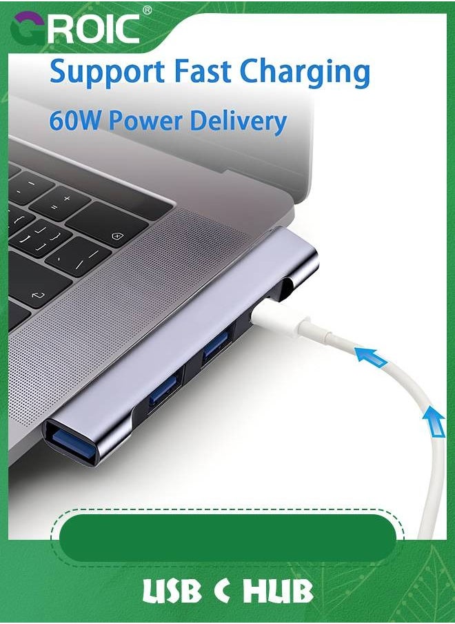 GROIC USB C Hub for Laptop, Portable USB C Splitter Multiport Adapter with Type-C Charging Port and USB 3.0 Port for MacBook Pro/Air, Surface Pro, Keyboard, Flash Drive (USB C Hub with Charging Port)  - Image 4