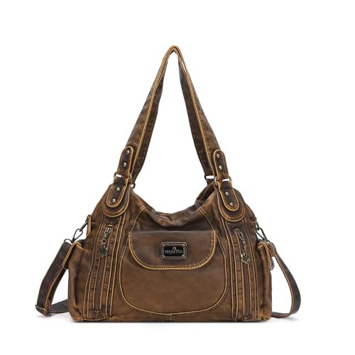 Angel Kiss Purses for Women, Large Shoulder Bag Hobo Tote Purse Mutipocket Faux Leather Satchel Hobo Purse - Image 1