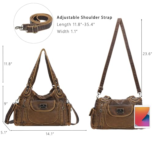Angel Kiss Purses for Women, Large Shoulder Bag Hobo Tote Purse Mutipocket Faux Leather Satchel Hobo Purse - Image 4