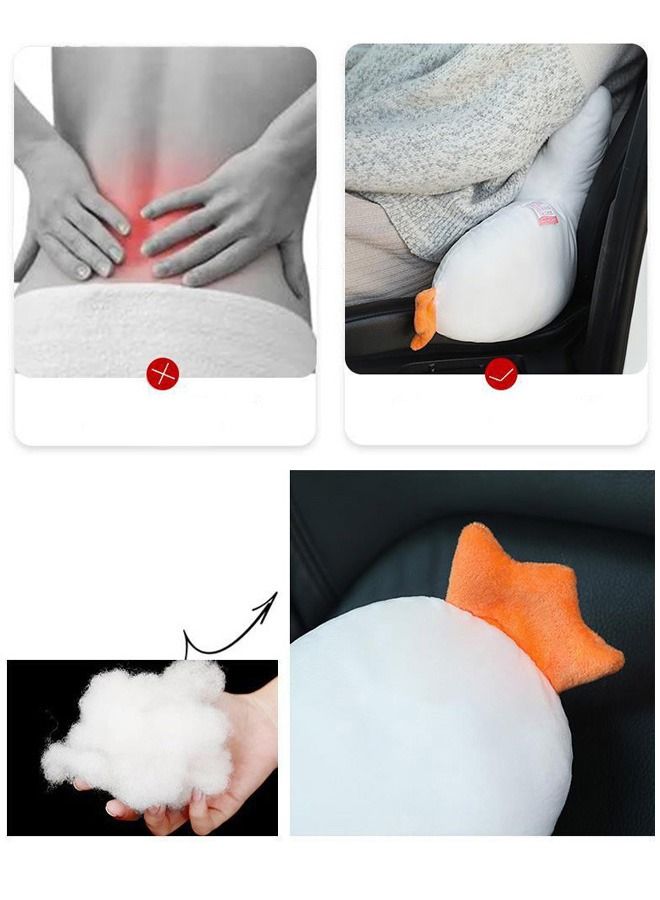 DUNISO Car Lumbar Support Pillow White Goose Car Lumbar Pillow Comfortable Soft Car Seat Pillow for Driving Cartoon Pillow for Office Car Decor Accessories - Image 2