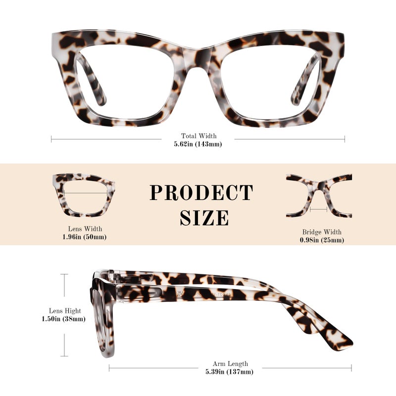 resjok Oprah Reading Glasses for Women - Anti Glare Blue Light Blocking Glasses Stylish Readers with Spring Hinge (White Tortoise, 1.75x) - Image 5