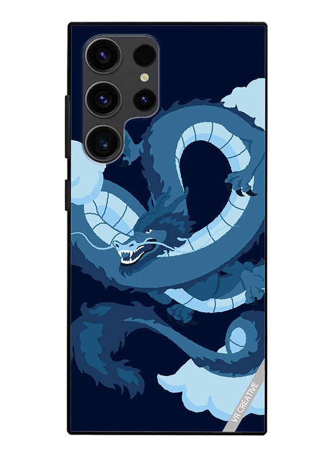 VR CREATIVE Protective Case Cover For Samsung Galaxy S24 Ultra Chinese Blue Dragon Design Multicolour - Image 1