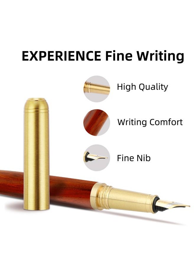 Cobee® Handcrafted Wooden Fountain Pen - Vintage Luxury 0.5mm Fine Point for Business, Journaling, Calligraphy - Smooth Writing Gift Supplies (Brown) - Image 4