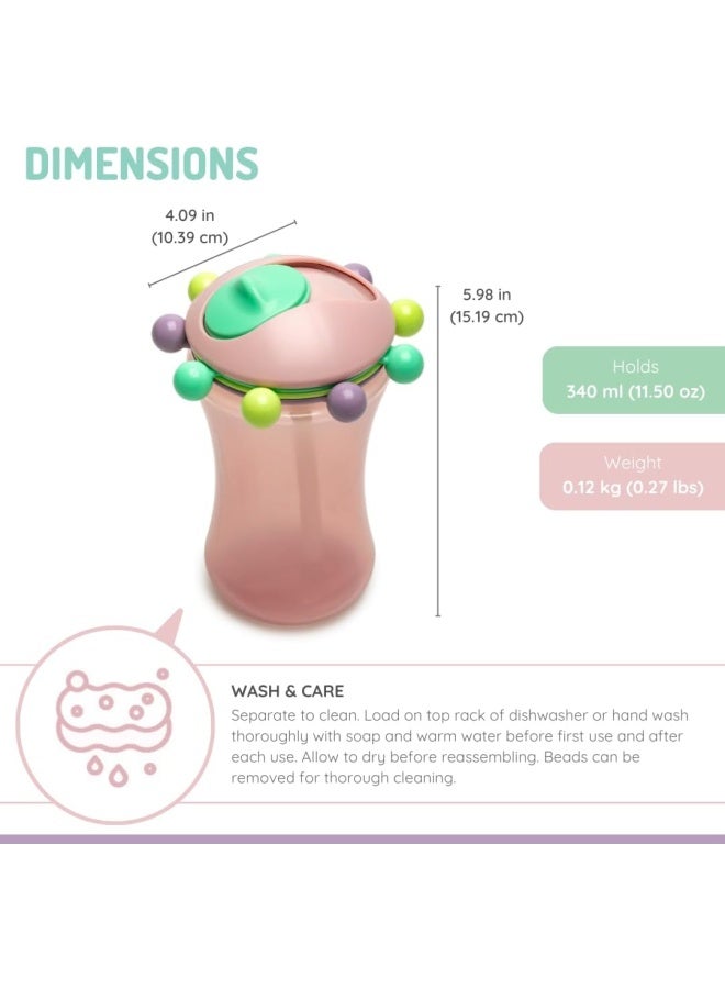 melii Spin Sippy Cup 11.5 oz - Fun & Educational Transition Straw Bottle for Babies, Toddlers, Kids - Spill Proof, Easy to Hold, BPA-Free, Ideal for On the Go Hydration - Pink - Image 2