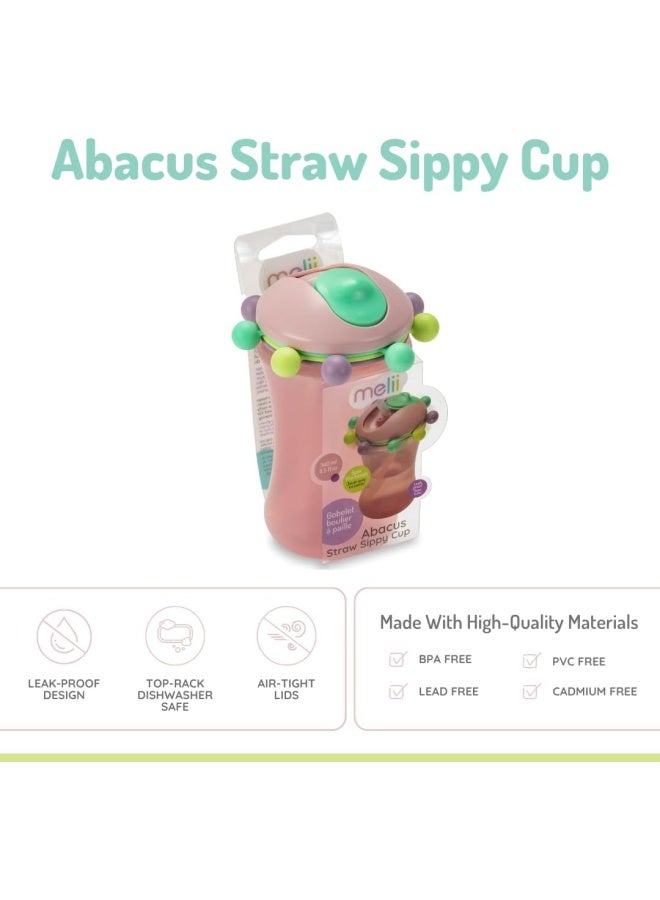 melii Spin Sippy Cup 11.5 oz - Fun & Educational Transition Straw Bottle for Babies, Toddlers, Kids - Spill Proof, Easy to Hold, BPA-Free, Ideal for On the Go Hydration - Pink - Image 3