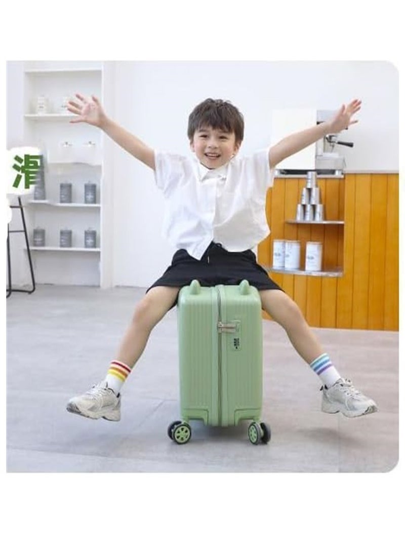 Generic Carry-On Luggage 20 Inch, Kids Cycling Luggage Travel Suitcase with Spinner Wheels and Combination Lock, Children’s Travel Trolley Bag Hardside Trolley Case for Boys Girls (Green-20 Inch)  - Image 5