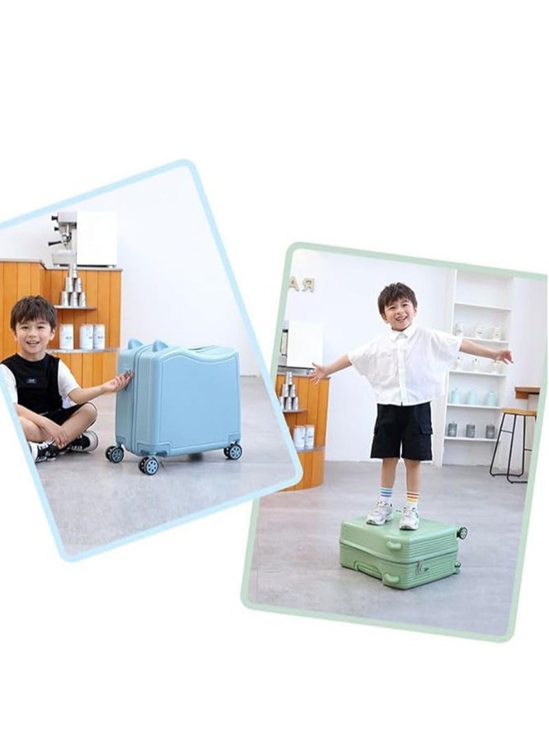 Generic Carry-On Luggage 20 Inch, Kids Cycling Luggage Travel Suitcase with Spinner Wheels and Combination Lock, Children’s Travel Trolley Bag Hardside Trolley Case for Boys Girls (Green-20 Inch)  - Image 4