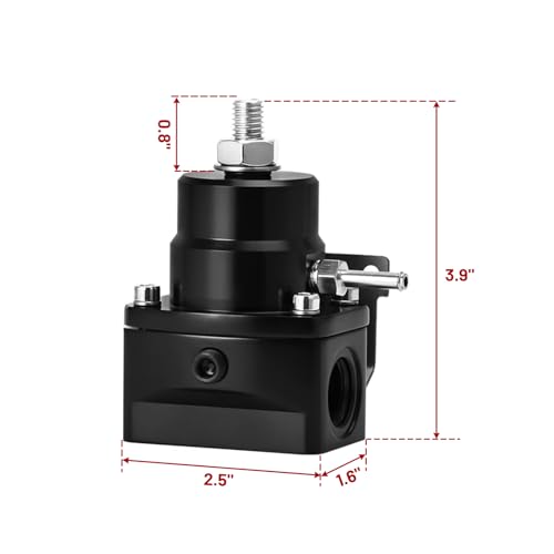Plobeda EFI Fuel Pressure Regulator Kit with Bypass Return 0-100psi Pressure Gauge AN6-6AN Fuel Line Hose Fitting Connectors Kit Adjustable Universal Aluminum - Image 5