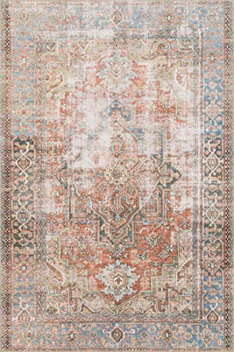 Loloi Loren Collection LQ-15 Terracotta/Sky 2'-6" x 7'-6" Runner Rug - Image 4
