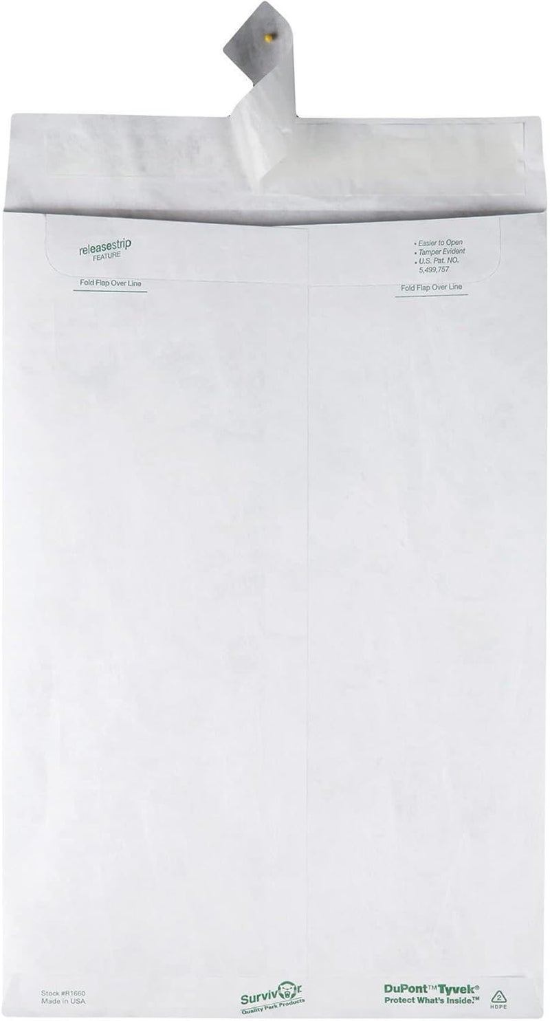 Quality Park QUAR1660 Survivor 10 x 15 Tyvek Catalog Mailer with Self Sealing Closure, 14 lb Puncture, Tear and Moisture Resistant DuPont Tyvek Envelopes, 100 per Box (R1660),White - Image 5