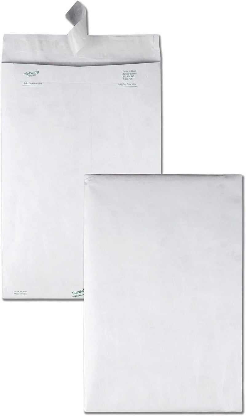 Quality Park QUAR1660 Survivor 10 x 15 Tyvek Catalog Mailer with Self Sealing Closure, 14 lb Puncture, Tear and Moisture Resistant DuPont Tyvek Envelopes, 100 per Box (R1660),White - Image 3