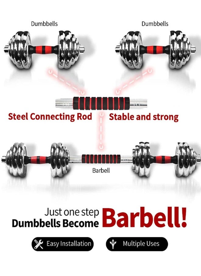 Adjustable chrome dumbbell set for fitness training for home and gym, weight 15 kg
