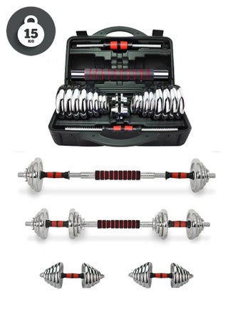 Adjustable chrome dumbbell set for fitness training for home and gym, weight 15 kg - pzsku/Z9E192959E0DDE1C29571Z/45/_/1729584538/7f178a17-3286-4543-91f0-e92604464f70