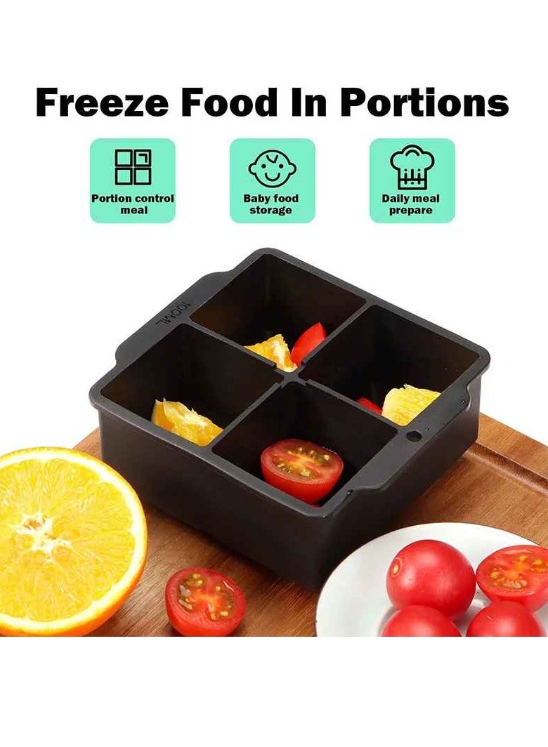 Ice Cube Tray, Soft Durable Silicone Large Ice Mold, BPA Free Easy Release DIY Ice Maker, Easy To Clean Stackable Flexible Ice Cube Mold With Removable Lid, (1pc, Brown) - Image 4