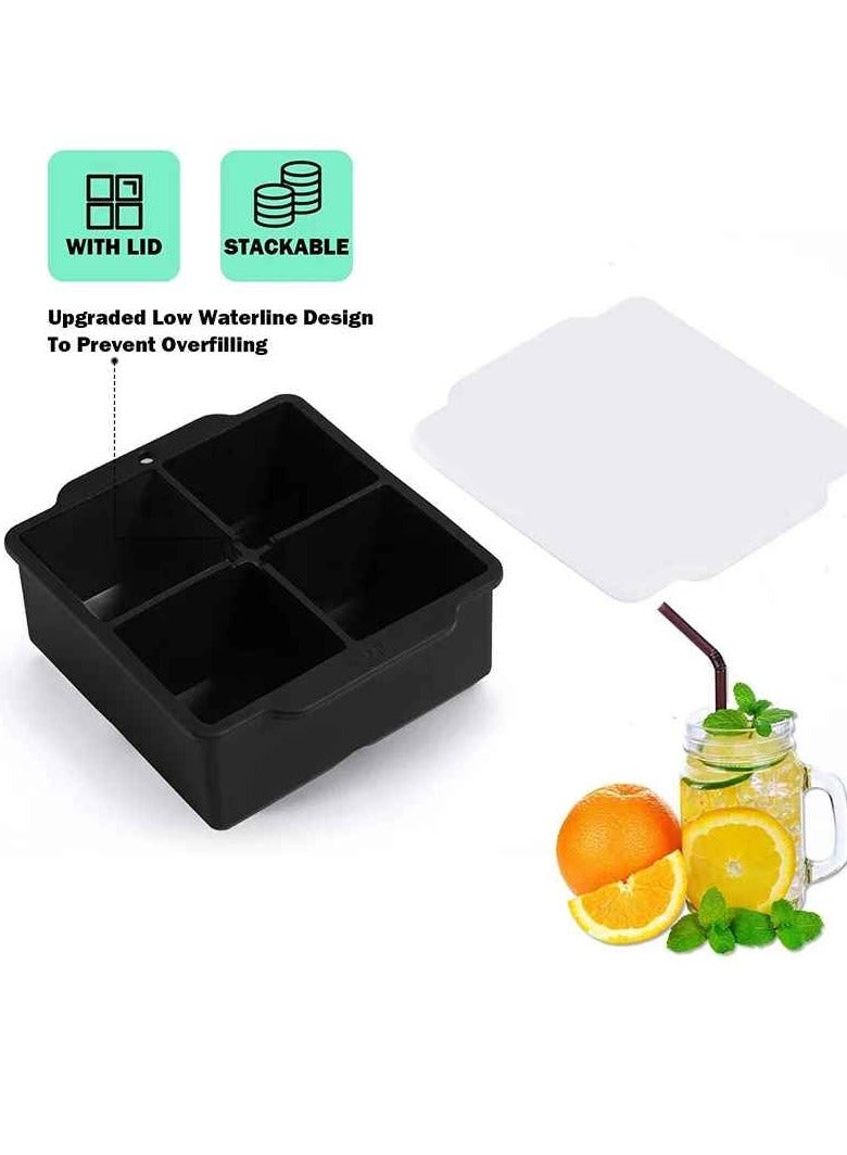 Ice Cube Tray, Soft Durable Silicone Large Ice Mold, BPA Free Easy Release DIY Ice Maker, Easy To Clean Stackable Flexible Ice Cube Mold With Removable Lid, (1pc, Brown) - Image 2