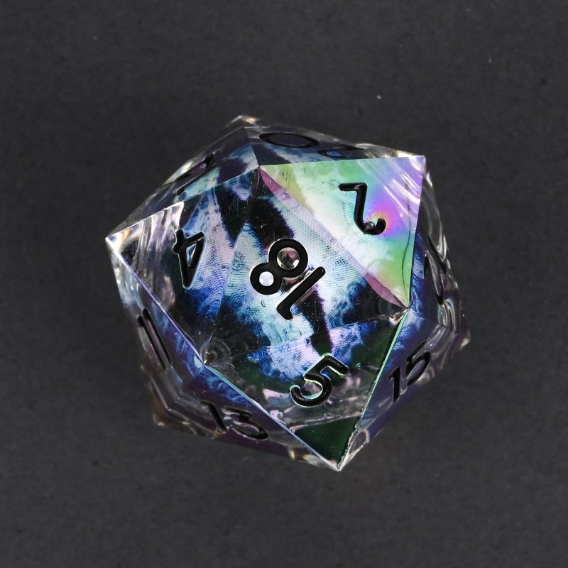 UBEUCK Electroplated Resin Dice Set, Resin Edge Sharp for Dungeons & Dragons RPG, MTG Board Games with Gift Box(Electroplating Blue Longan) - Image 3