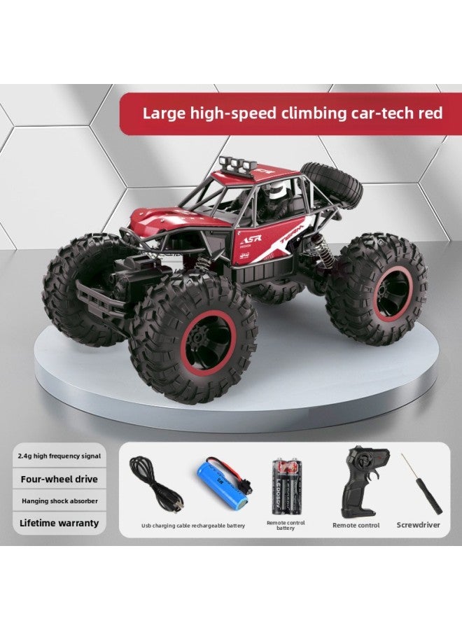 Children's Remote Control Off-road Vehicle High-level Sense Toy Travel Outdoor Play Car Charging High-speed Four-wheel Drive Climbing Car-Color:Light Version★Alloy Red Model Enlarged 31cm Four-wheel