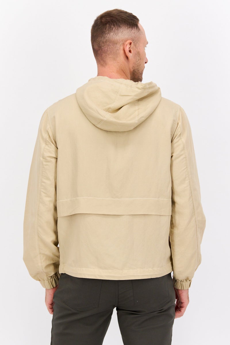 ESPRIT Men Plain Hooded Jacket, Tan - Image 3
