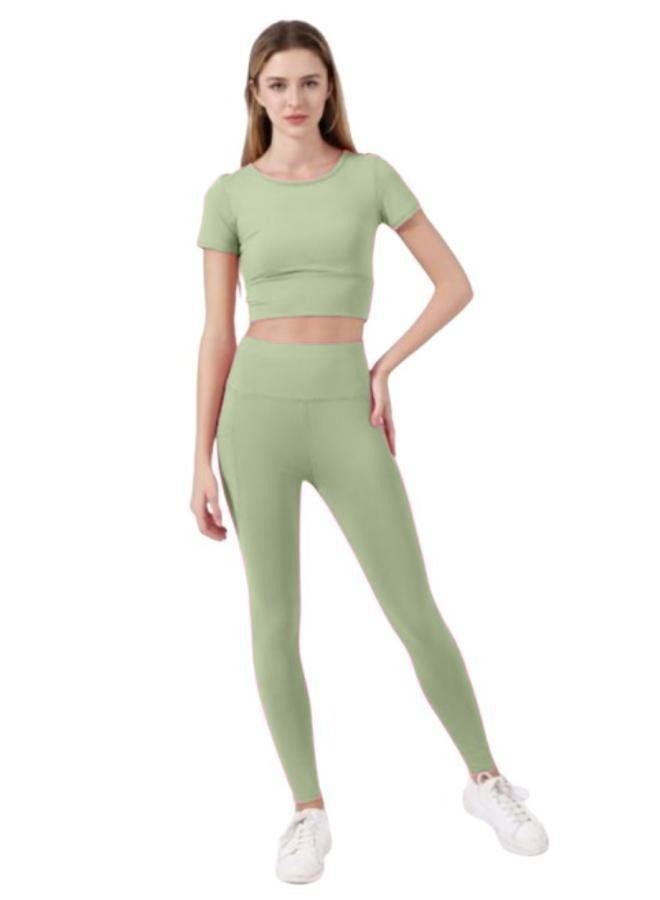 Womens's Yoga Clothing Set Summer Fashion Fine Seamless Fitness Sportswear Set Two-Piece T-146  - Image 1