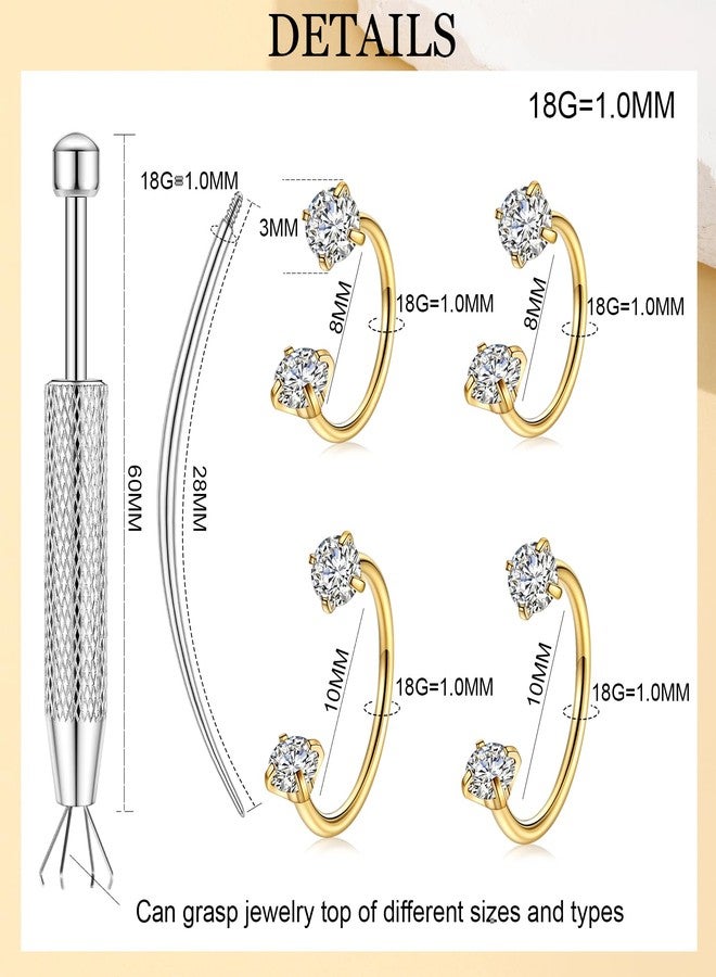 LORACOXS Horseshoe Nose Ring for Women, 20G 18G 16G Surgical Steel Nose Hoops, Multi-Purpose Nose Piercing Jewelry for Cartilage Helix Tragus Labret Septum Lips Ears - Image 4
