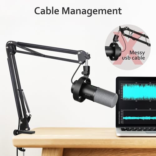 WIBOND For Fifine K688 Boom Arm - Adjustable Microphone Arm with Cable Management, Mic Arm with 3/8'' to 5/8'' Adapter Compatible with Most Microphone - Image 3
