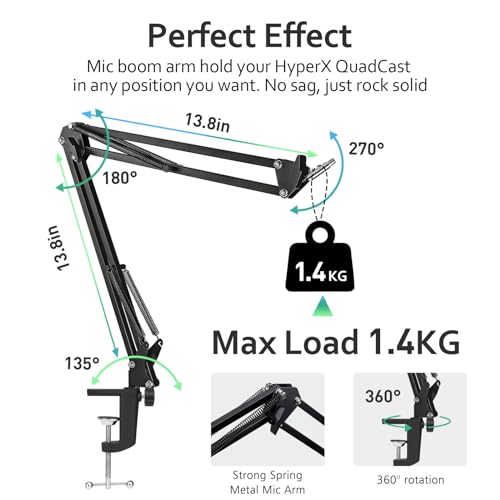 WIBOND For Fifine K688 Boom Arm - Adjustable Microphone Arm with Cable Management, Mic Arm with 3/8'' to 5/8'' Adapter Compatible with Most Microphone - Image 2
