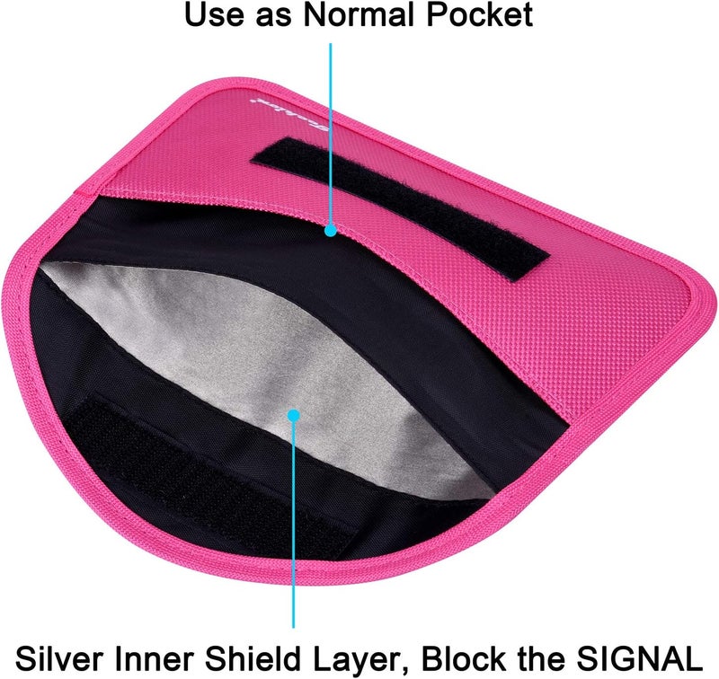 Techion Signal Blocking Bag, 2 Pack RFID Faraday Bag Shield Pouch Cage Box Wallet Case for Cell Phone and Car Key FOB, Privacy Protection, Anti-Hacking - Pink & Hot Pink - Image 2