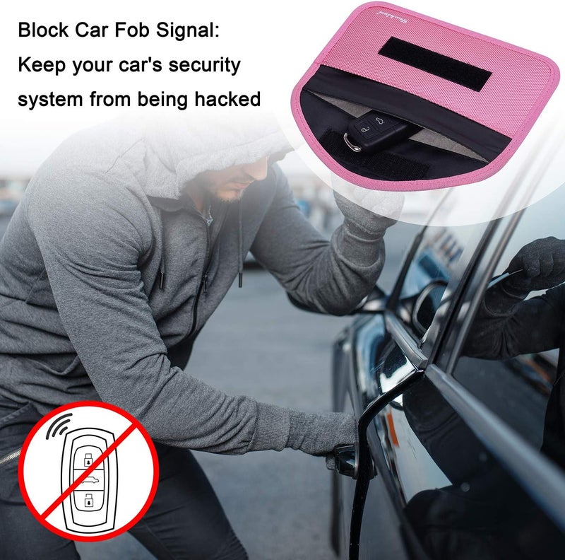 Techion Signal Blocking Bag, 2 Pack RFID Faraday Bag Shield Pouch Cage Box Wallet Case for Cell Phone and Car Key FOB, Privacy Protection, Anti-Hacking - Pink & Hot Pink - Image 5