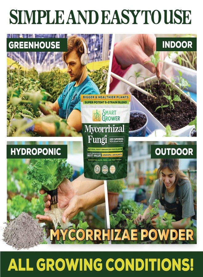 Smart Grower Mycorrhizal Fungi Organic Root Enhancer for Plants, Super Potent 100 Spores Per Gram, 5-Strain Blend, Rapid Results for Gardens, Houseplants, Lawns, Mycorrhizae Smart Grower 125 Grams for 125 Plants - Image 4