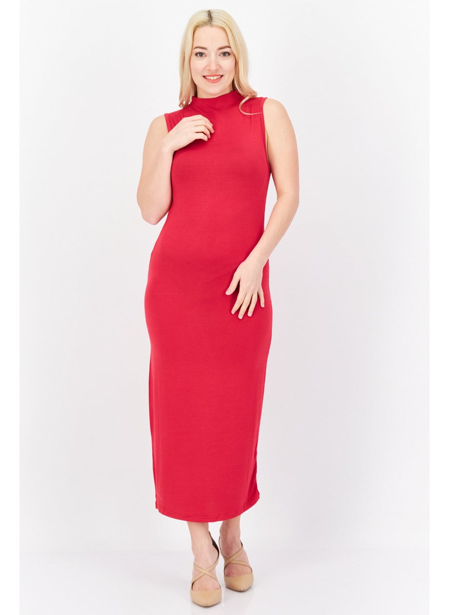 French Connection Women Solid Sleeveless Maxi Dress, Red  - Image 1