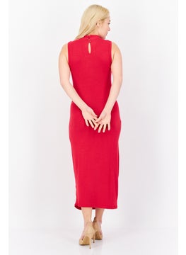 French Connection Women Solid Sleeveless Maxi Dress, Red  - Image 3