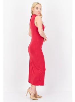 French Connection Women Solid Sleeveless Maxi Dress, Red  - Image 4